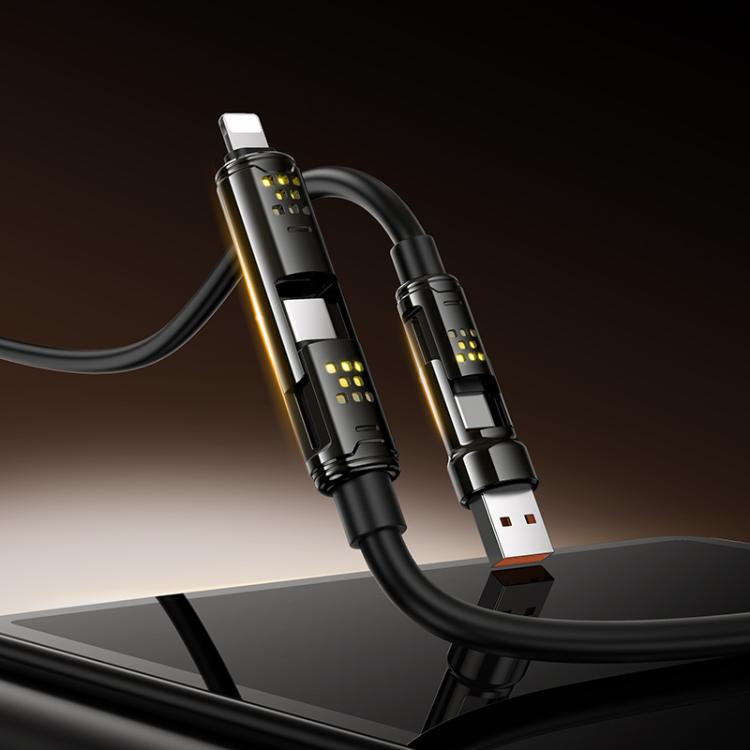 hoco U143 Joy LED 240W 4 in 1 Fast Charging Data Cable, Length: 1.2m - Black