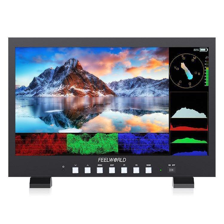 FEELWORLD FVM215-1000 21.5-inch Professional Production Broadcast Monitor High Brightness 1000nit Full HD IPS 4K 60Hz HDMI-compatible 3G-SDI Screen, UK Plug - Black