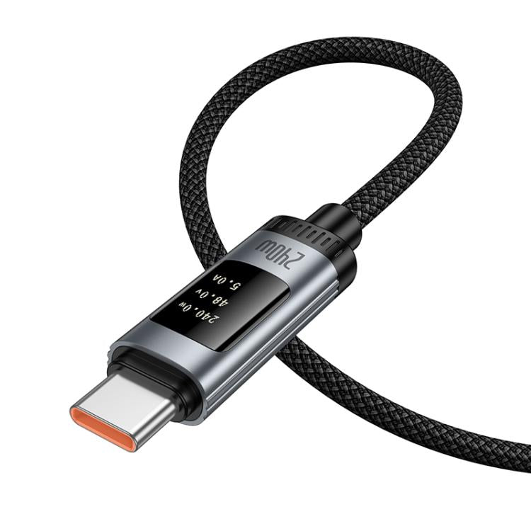 hoco U148 Lord 240W Digital Display Type-C to Type-C Fast Charging Data Cable, Length: 1.2m - Black