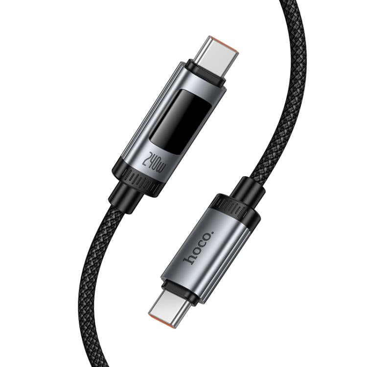 hoco U148 Lord 240W Digital Display Type-C to Type-C Fast Charging Data Cable, Length: 1.2m - Black
