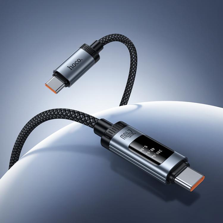 hoco U148 Lord 240W Digital Display Type-C to Type-C Fast Charging Data Cable, Length: 1.2m - Black