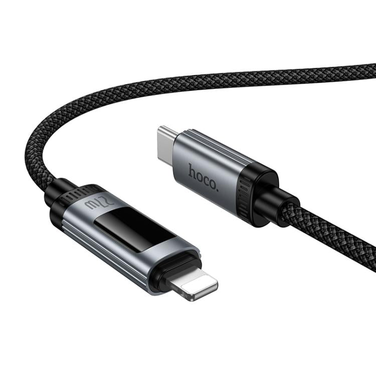 hoco U148 Lord PD27W Digital Display Type-C to 8 Pin Fast Charging Data Cable, Length: 1.2m - Black