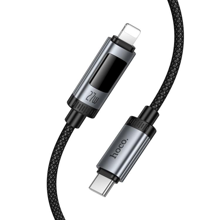 hoco U148 Lord PD27W Digital Display Type-C to 8 Pin Fast Charging Data Cable, Length: 1.2m - Black