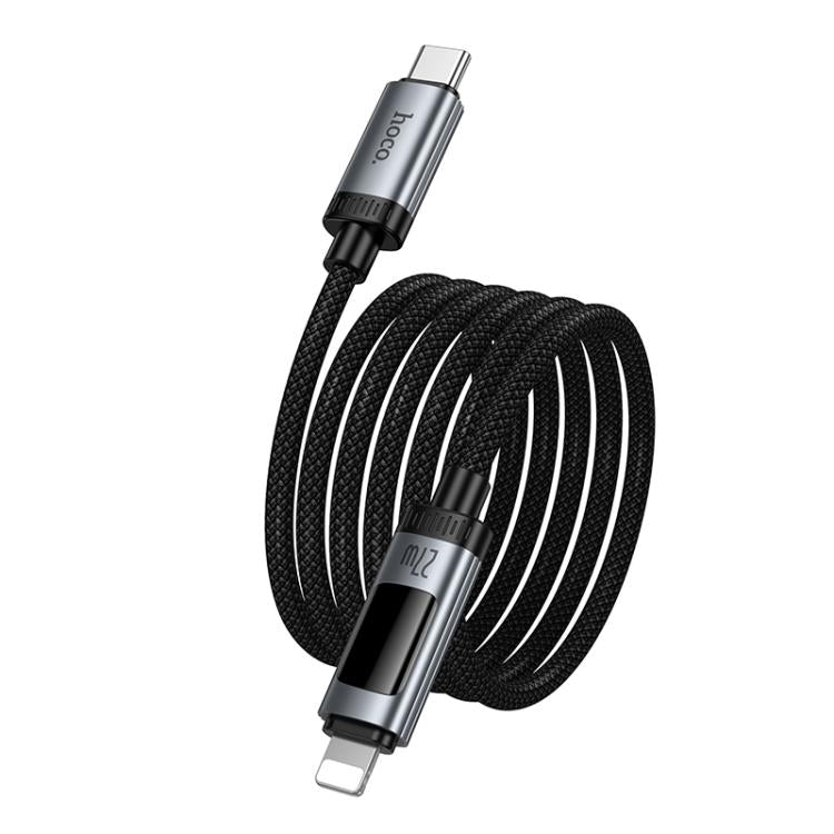 hoco U148 Lord PD27W Digital Display Type-C to 8 Pin Fast Charging Data Cable, Length: 1.2m - Black