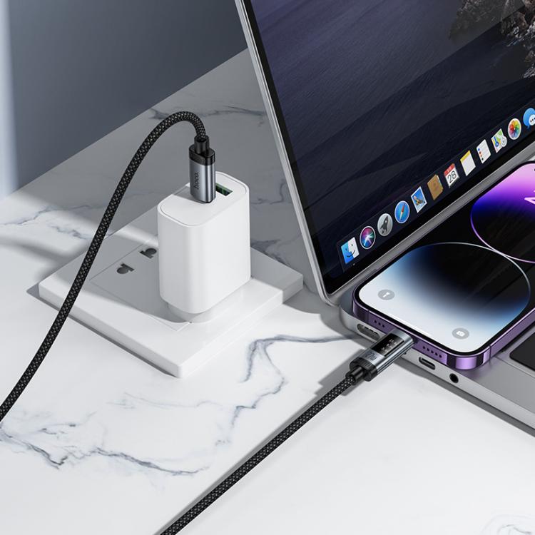hoco U148 Lord PD27W Digital Display Type-C to 8 Pin Fast Charging Data Cable, Length: 1.2m - Black