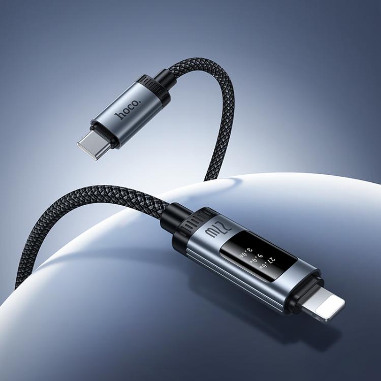 hoco U148 Lord PD27W Digital Display Type-C to 8 Pin Fast Charging Data Cable, Length: 1.2m - Black