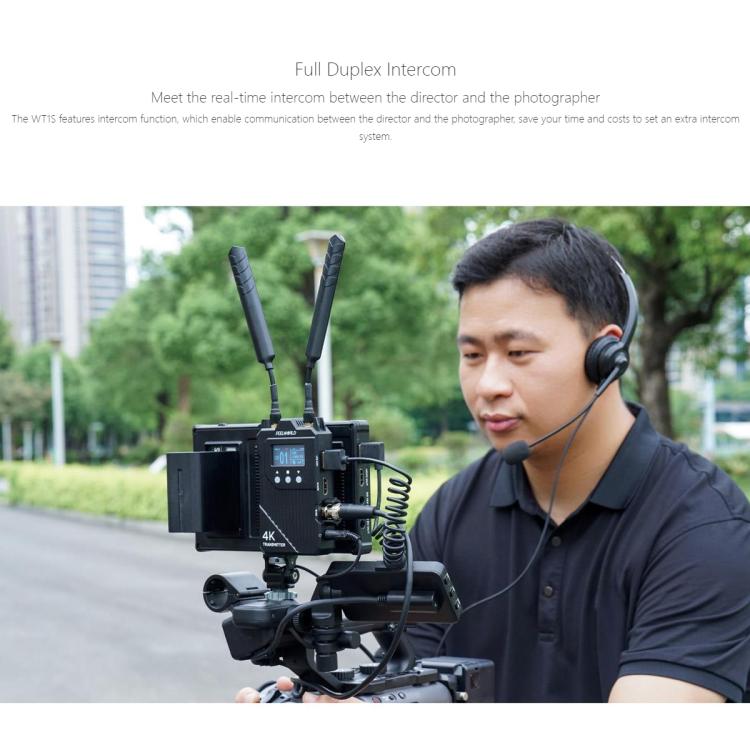 FEELWORLD WT1S 4K Wireless Video Transmission System SDI + Dual HDMI-compatible Full Duplex Intercom Live Streaming - Black