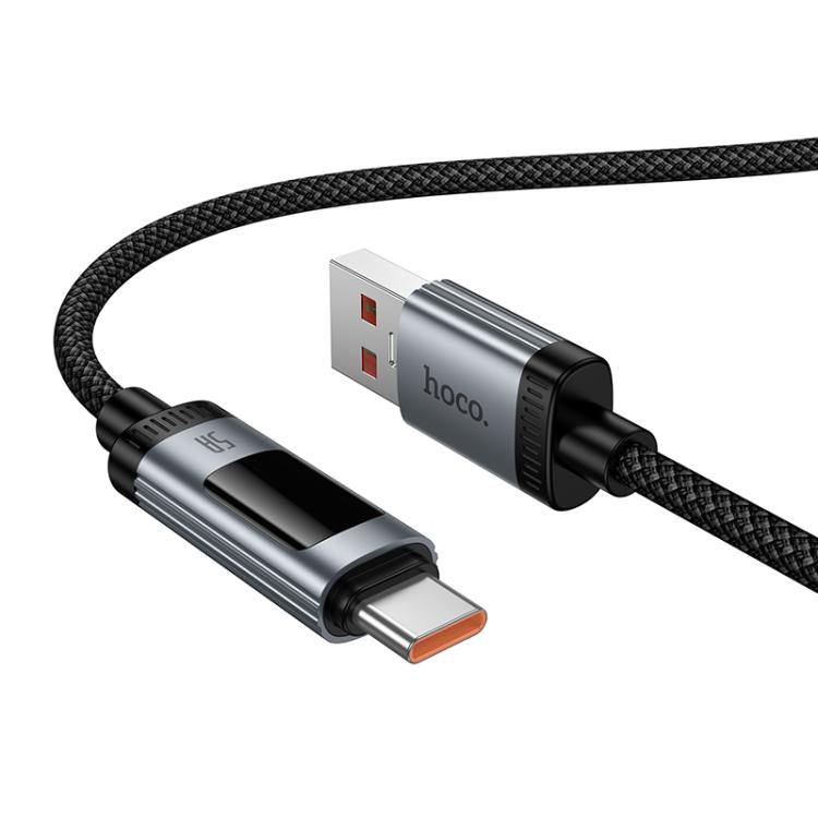 hoco U148 Lord 100W Digital Display USB to Type-C Fast Charging Data Cable, Length: 1.2m - Black