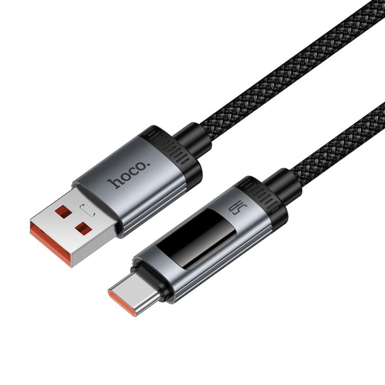 hoco U148 Lord 100W Digital Display USB to Type-C Fast Charging Data Cable, Length: 1.2m - Black