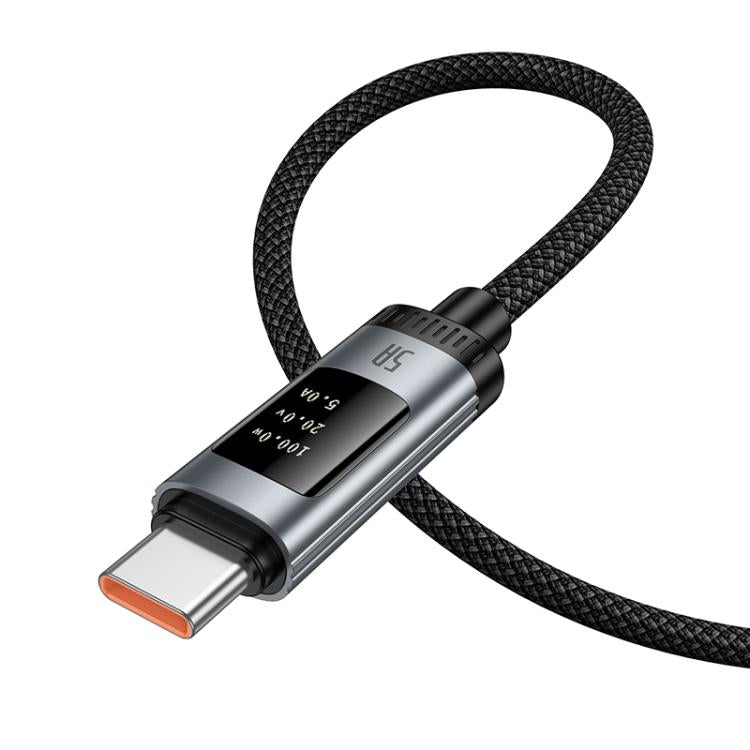 hoco U148 Lord 100W Digital Display USB to Type-C Fast Charging Data Cable, Length: 1.2m - Black