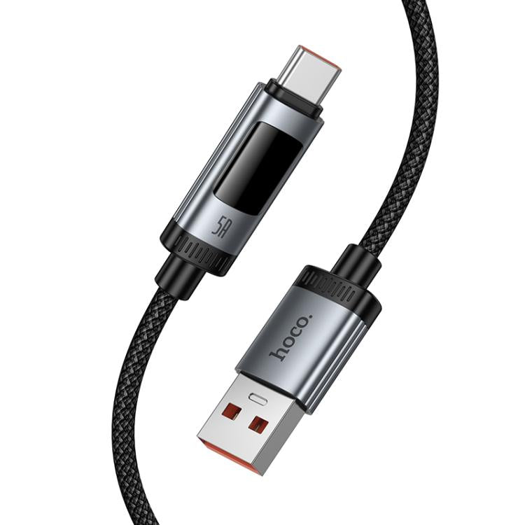 hoco U148 Lord 100W Digital Display USB to Type-C Fast Charging Data Cable, Length: 1.2m - Black