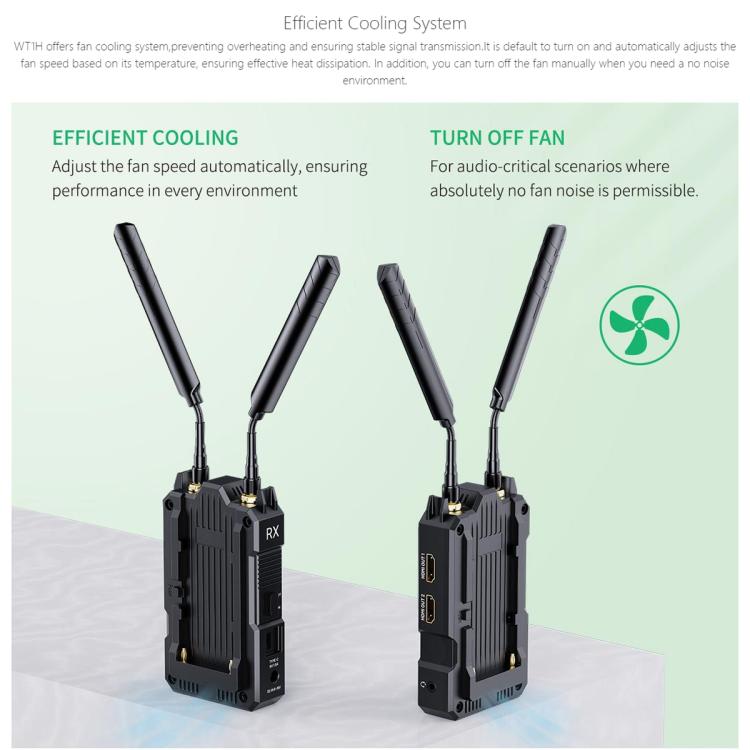 FEELWORLD WT1H 4K Wireless Video Transmission System Dual HDMI-compatible Full Duplex Intercom Live Streaming - Black