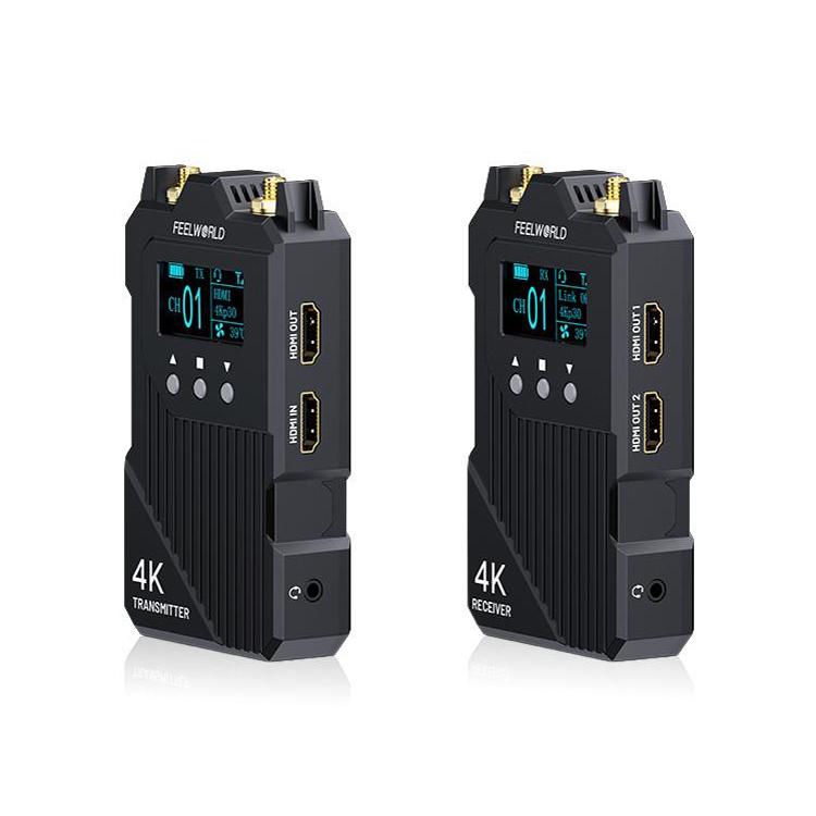 FEELWORLD WT1H 4K Wireless Video Transmission System Dual HDMI-compatible Full Duplex Intercom Live Streaming - Black