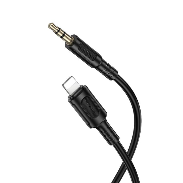 Borofone BL25A 3.5mm to 8 Pin Nice Digital AUX Audio Cable, Length: 1m - Black