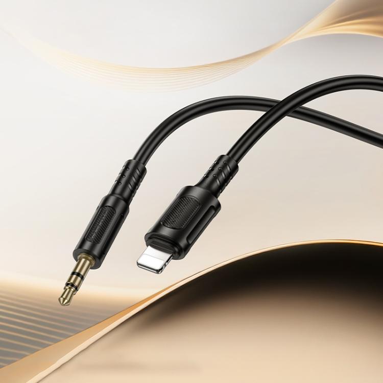 Borofone BL25A 3.5mm to 8 Pin Nice Digital AUX Audio Cable, Length: 1m - Black