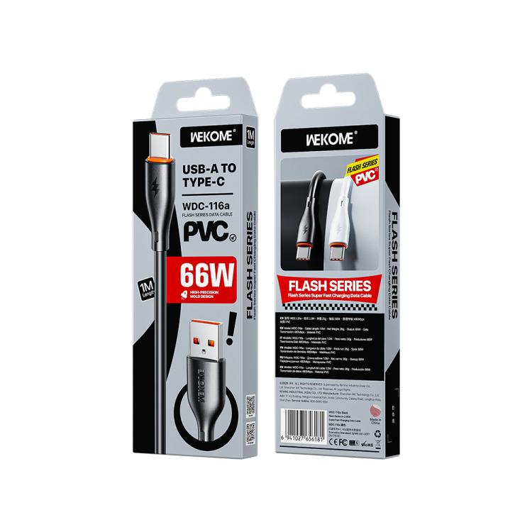 WK WDC-116a 66W USB to Type-C Fast Charging Data Cable, Length: 1m