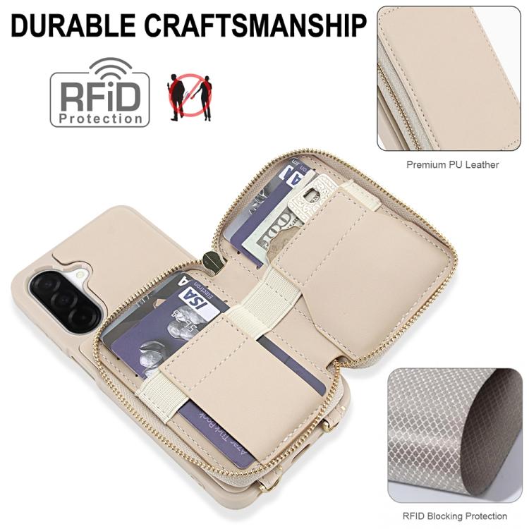 For Samsung Galaxy A26 5G / A17 5G Crossbody Zipper RFID Card Bag Phone Case