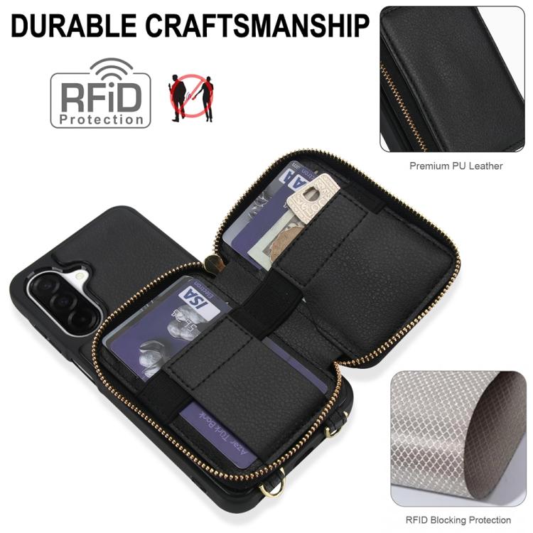 For Samsung Galaxy A26 5G / A17 5G Crossbody Zipper RFID Card Bag Phone Case