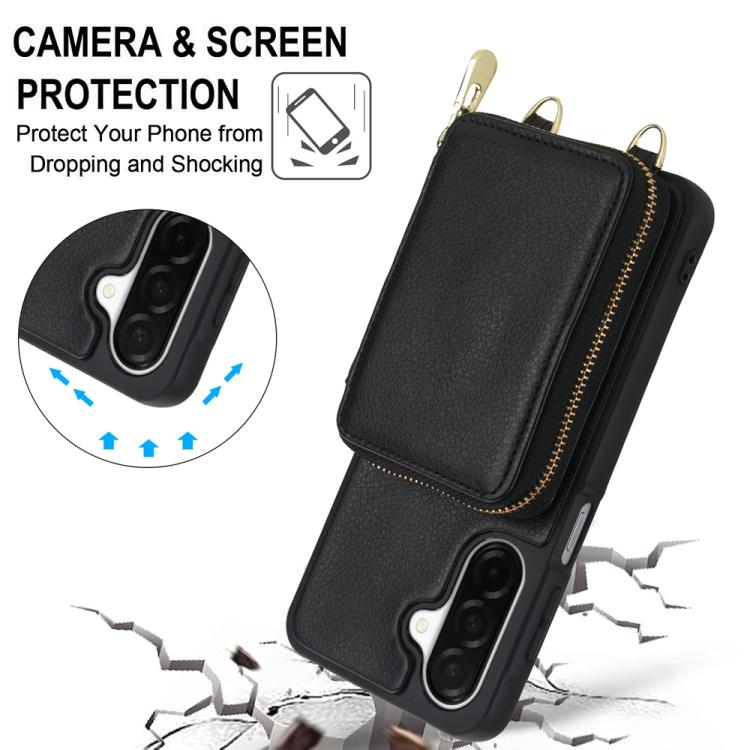 For Samsung Galaxy A26 5G / A17 5G Crossbody Zipper RFID Card Bag Phone Case