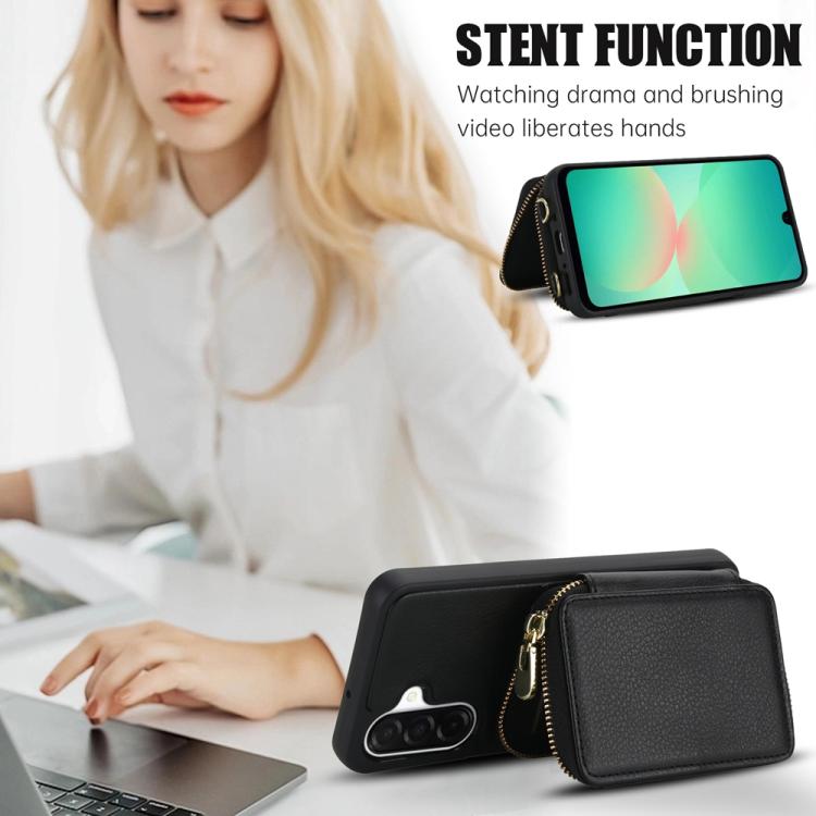 For Samsung Galaxy A26 5G / A17 5G Crossbody Zipper RFID Card Bag Phone Case
