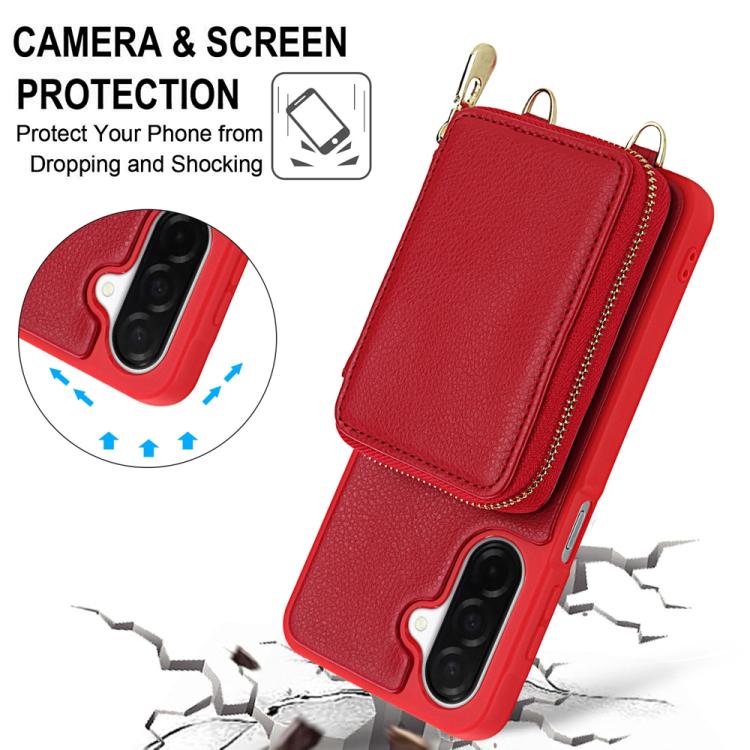 For Samsung Galaxy A26 5G / A17 5G Crossbody Zipper RFID Card Bag Phone Case