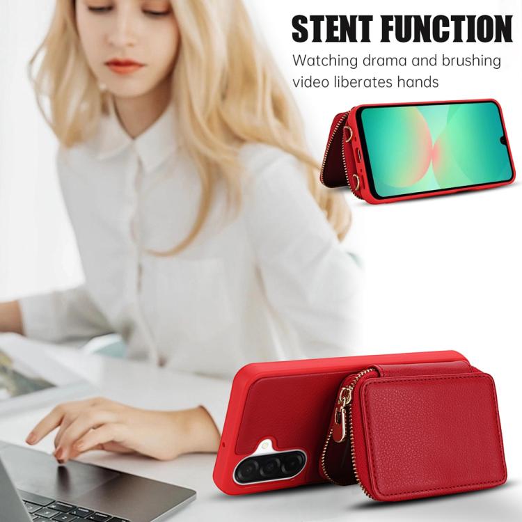 For Samsung Galaxy A26 5G / A17 5G Crossbody Zipper RFID Card Bag Phone Case