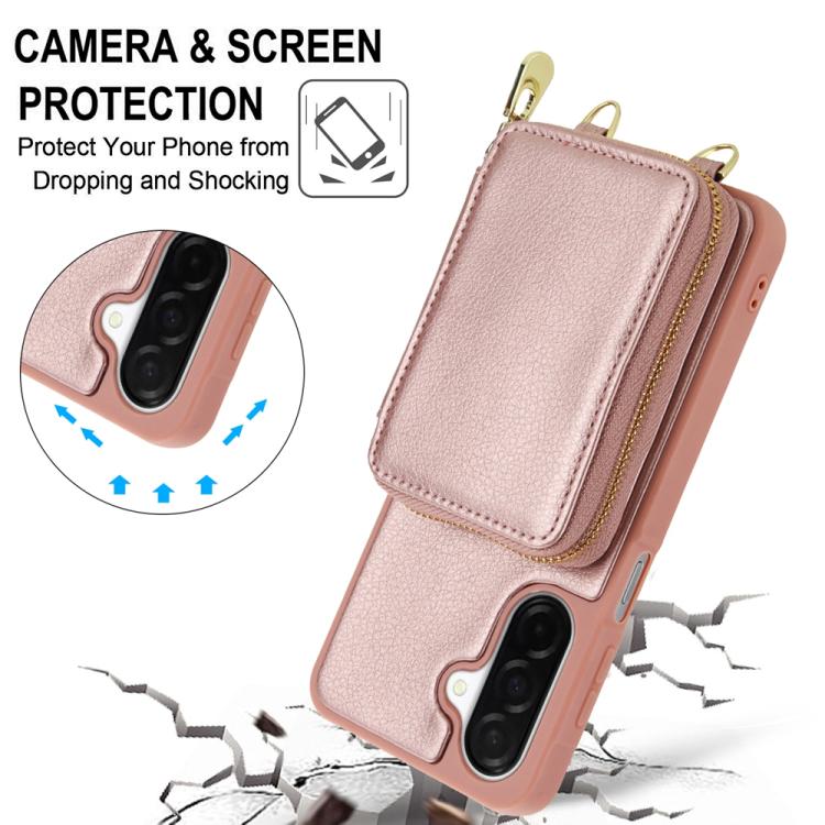 For Samsung Galaxy A26 5G / A17 5G Crossbody Zipper RFID Card Bag Phone Case