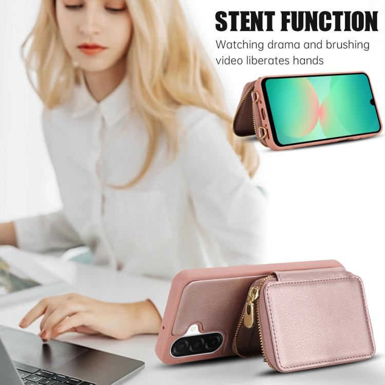 For Samsung Galaxy A26 5G / A17 5G Crossbody Zipper RFID Card Bag Phone Case