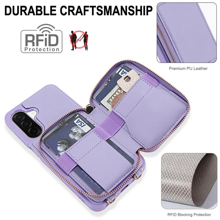 For Samsung Galaxy A26 5G / A17 5G Crossbody Zipper RFID Card Bag Phone Case