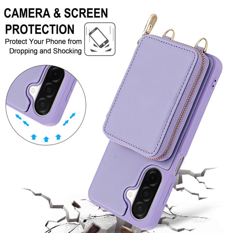 For Samsung Galaxy A26 5G / A17 5G Crossbody Zipper RFID Card Bag Phone Case