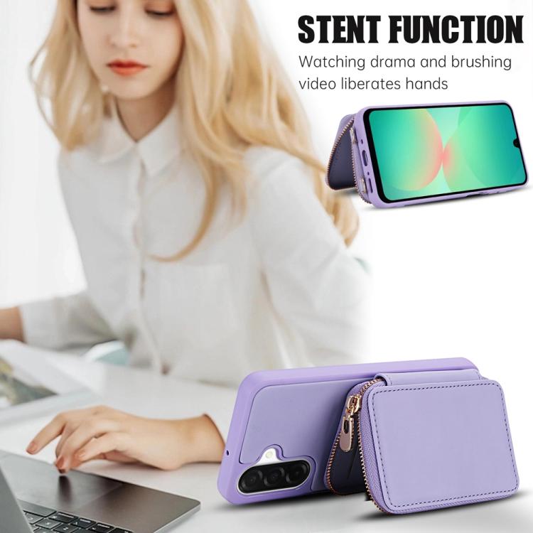 For Samsung Galaxy A26 5G / A17 5G Crossbody Zipper RFID Card Bag Phone Case