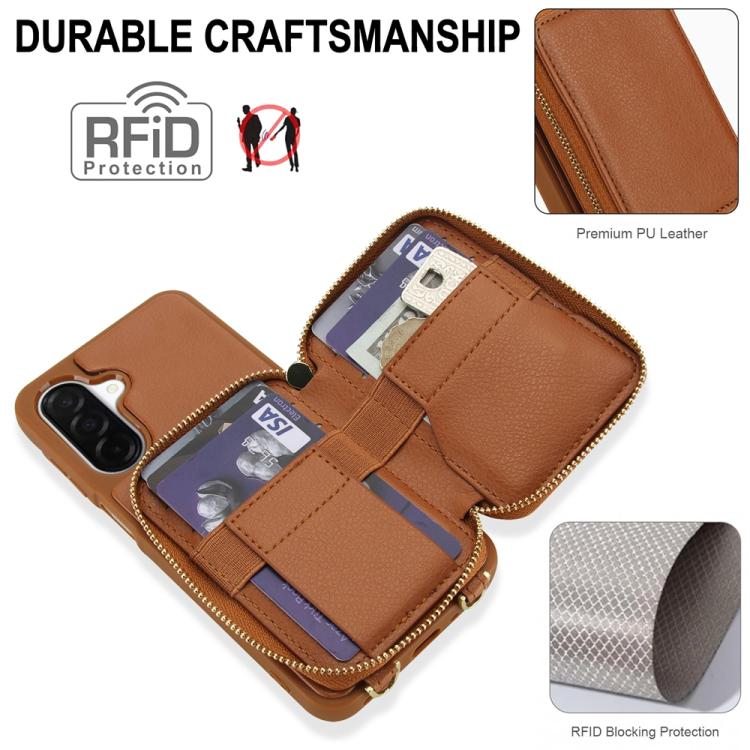 For Samsung Galaxy A26 5G / A17 5G Crossbody Zipper RFID Card Bag Phone Case