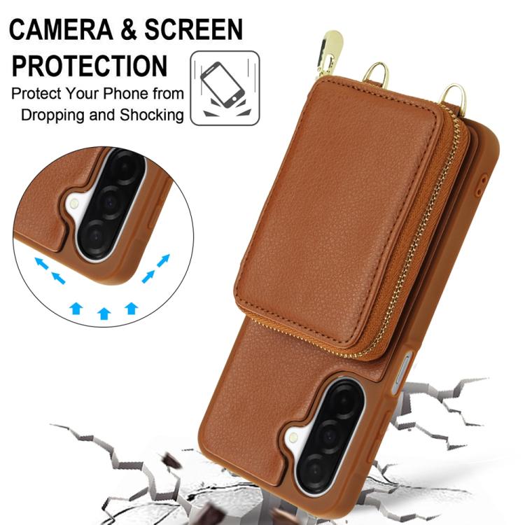 For Samsung Galaxy A26 5G / A17 5G Crossbody Zipper RFID Card Bag Phone Case