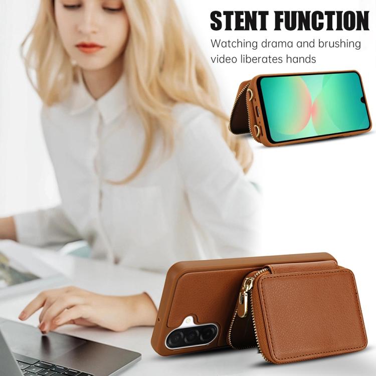 For Samsung Galaxy A26 5G / A17 5G Crossbody Zipper RFID Card Bag Phone Case