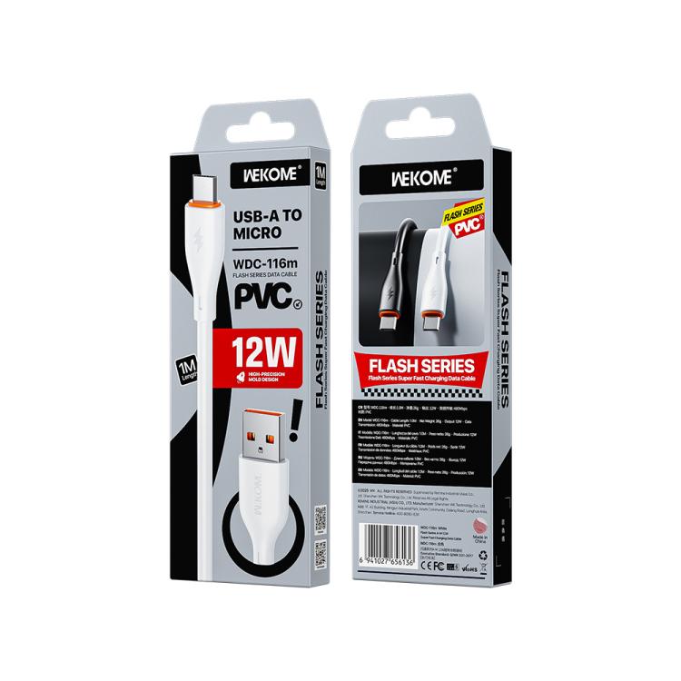 WK WDC-116m 12W USB to Micro USB Fast Charging Data Cable, Length: 1m