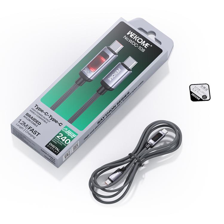 WK WDC-106 2.4A Intelligent Digital Display USB to 8 Pin Fast Charging Data Cable, Length: 1.2m - Black