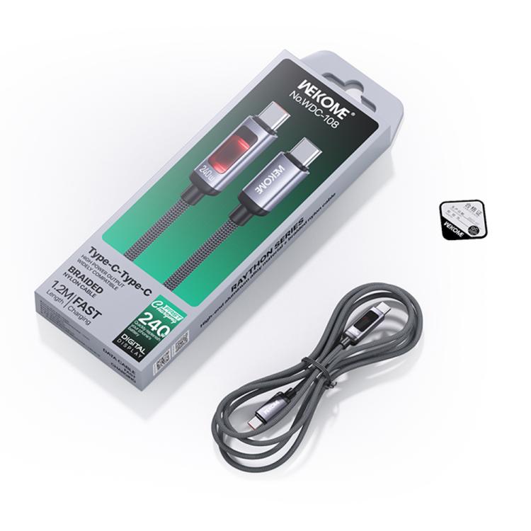 WK WDC-109 30W Intelligent Digital Display Type-C to 8 Pin Fast Charging Data Cable, Length: 1.2m - Black