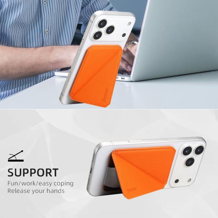 Denior V22 Calf Texture Leather MagSafe Card Holder Bag