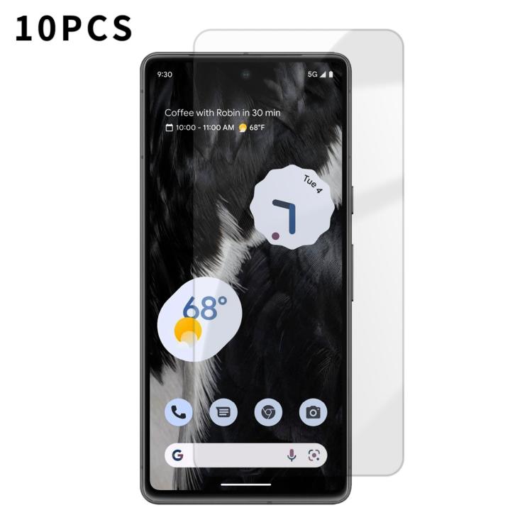 For Google Pixel 7a Kalebol 10pcs High-Aluminum Semi-Screen Anti-Fingerprint HD Tempered Glass Film