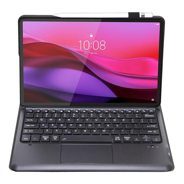 For Lenovo Yoga Tab Plus 12.7 2025 TPU Ultra-thin Detachable Bluetooth Keyboard Tablet Leather Case with Touchpad