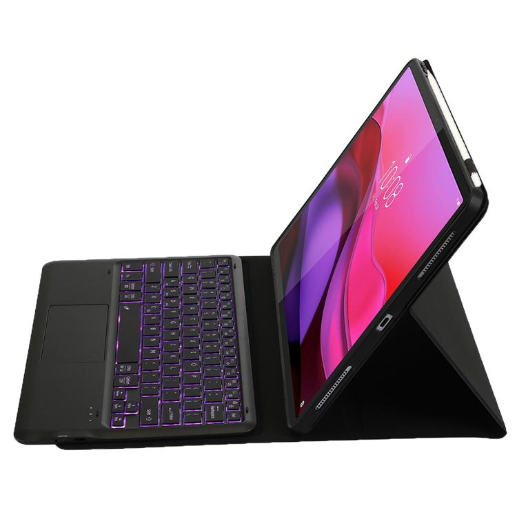 For Lenovo Yoga Tab Plus 12.7 2025 TPU Ultra-thin Detachable Backlight Bluetooth Keyboard Tablet Leather Case with Touchpad - Black