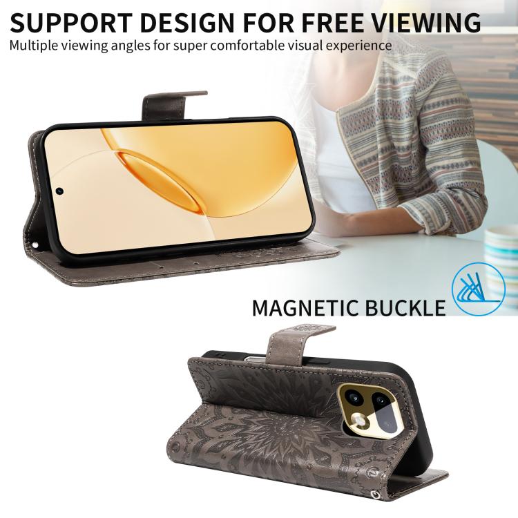 For Realme 16 Pro+ 5G Global Embossed Sunflower Pattern Flip Leather Phone Case