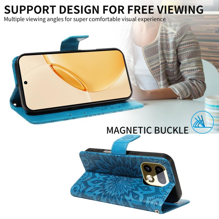 For Realme 16 Pro+ 5G Global Embossed Sunflower Pattern Flip Leather Phone Case