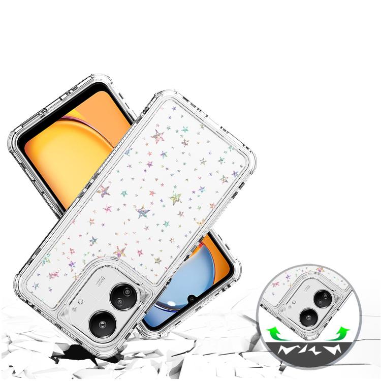For Redmi 13C Transparent Acrylic Laser Paper Phone Case
