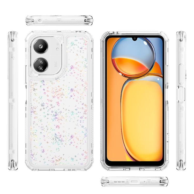 For Redmi 13C Transparent Acrylic Laser Paper Phone Case