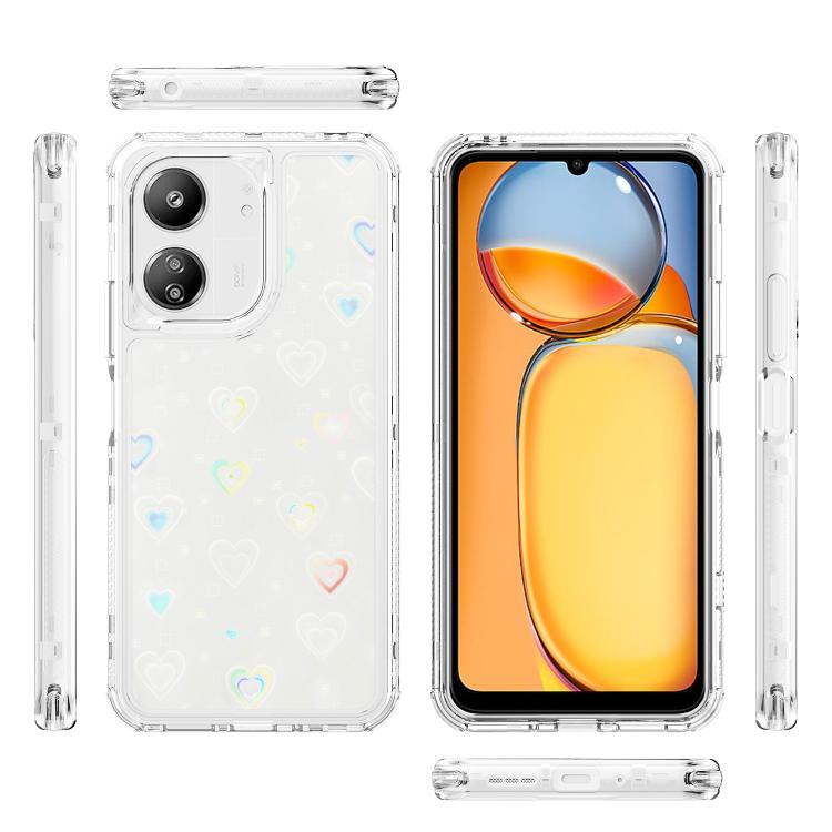 For Redmi 13C Transparent Acrylic Laser Paper Phone Case