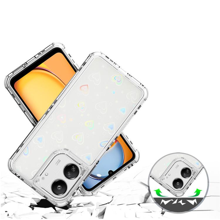 For Redmi 13C Transparent Acrylic Laser Paper Phone Case