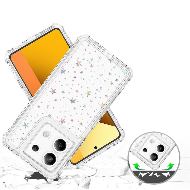 For Redmi Note 13 5G Transparent Acrylic Laser Paper Phone Case