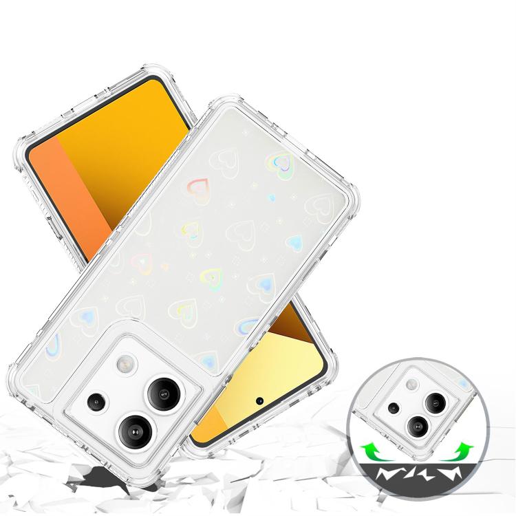 For Redmi Note 13 5G Transparent Acrylic Laser Paper Phone Case