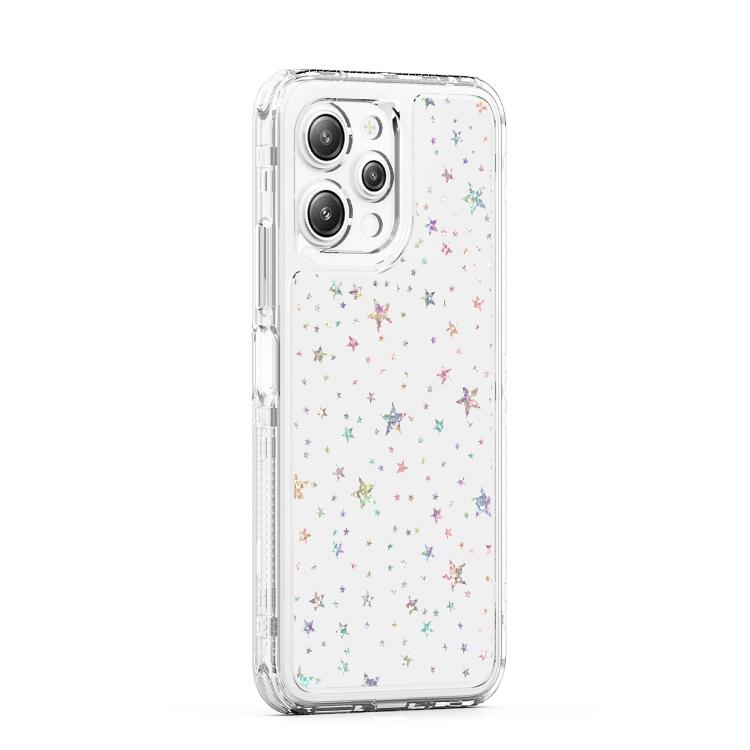 For Redmi 12 5G / 4G Transparent Acrylic Laser Paper Phone Case